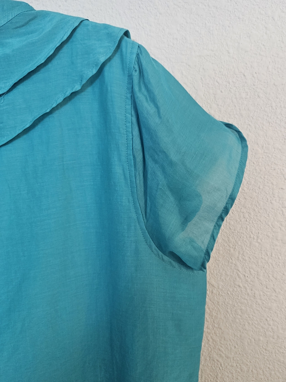 A.N.A Turquoise Ruffle V-Neck Women's Top - Picture 16 of 16